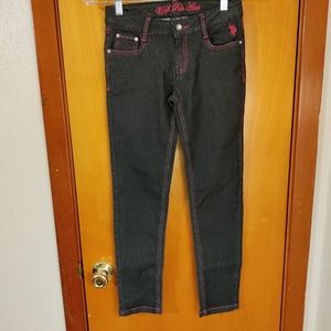 U.S. Polo Assn. Girls jeans size 10 skinnyBlack with pink seams. Rhinestones